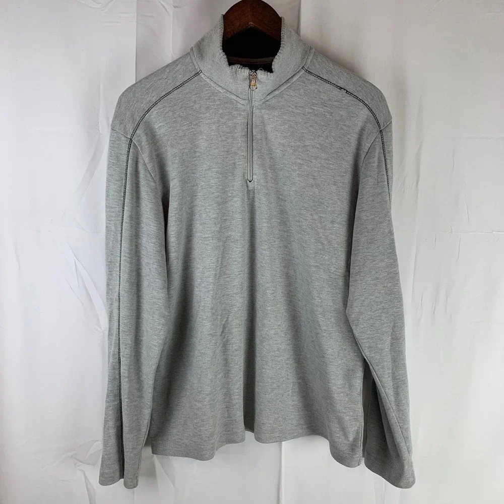 Robert Graham Quarter Zip Pullover Mens Medium Gray Classic‎ Fit Mock Neck
